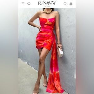 Runaway The Label Devante Mini Sash Dress- Orange Floral